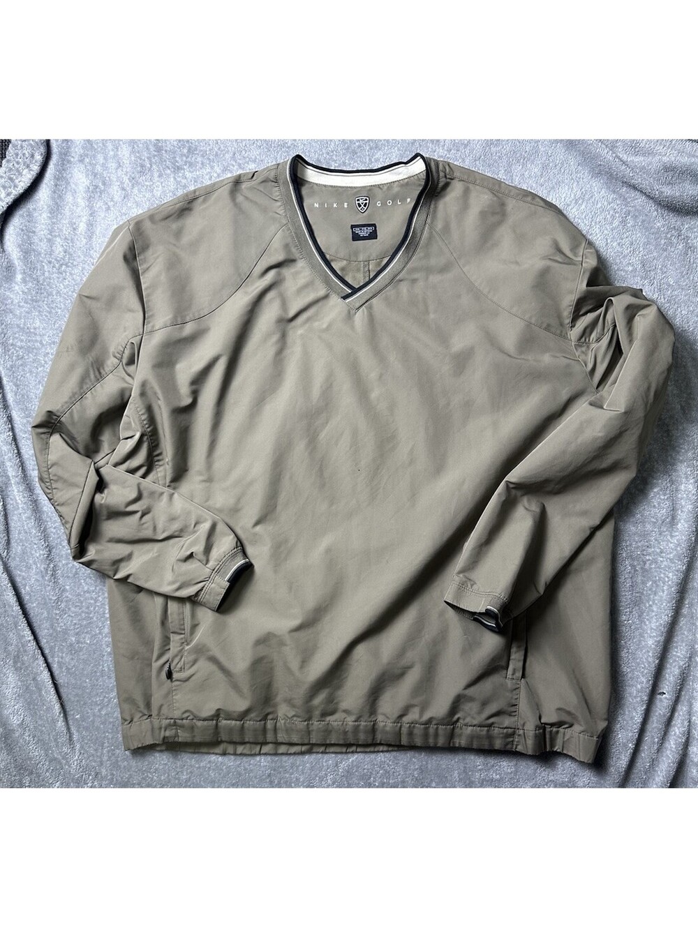 Nike Golf Mens XXL Olive V Neck Windbreaker Pullover Jacket Long Sleeve Pockets